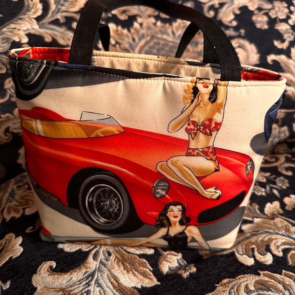 Stylish Women's Tote Bag with Red Car Print